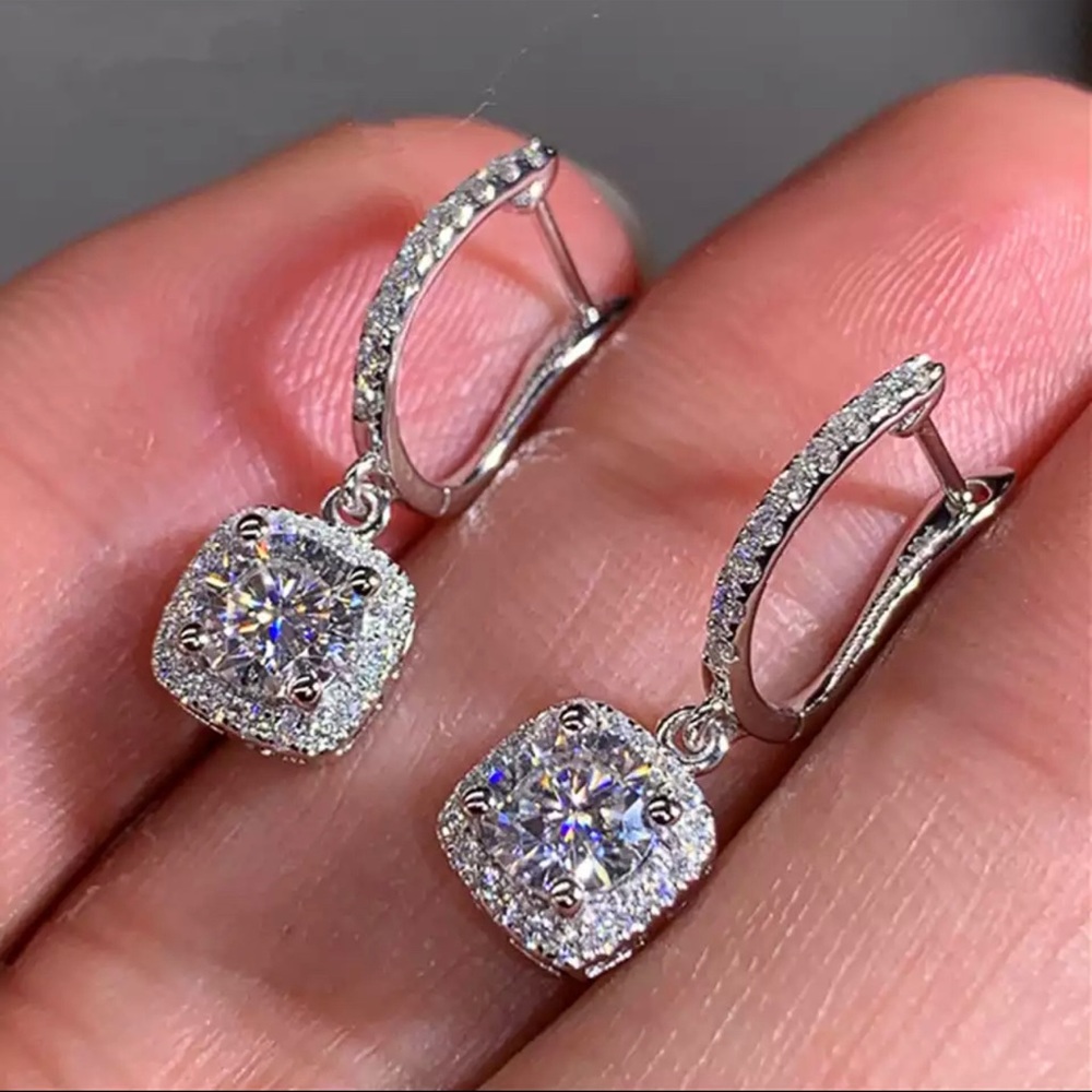 Dazzling Silver Crystal Drop Earrings